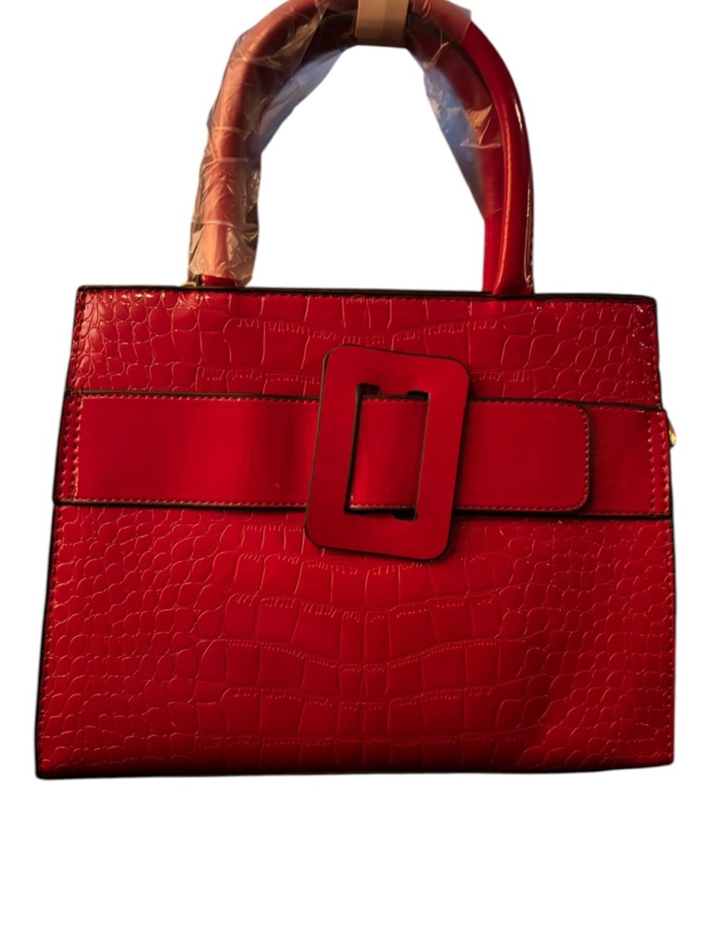 Red Croc-Embossed Top Handle Satchel - Classic Women Bag